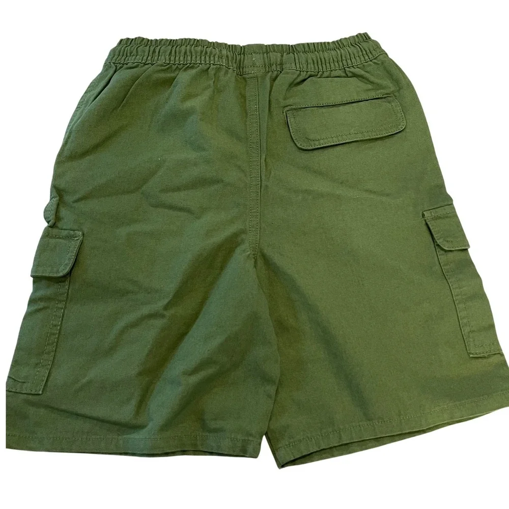 Mini Boden Cargo Shorts Kids 8-9Y Green Gorpcore Utility Canvas Pull On Elastic